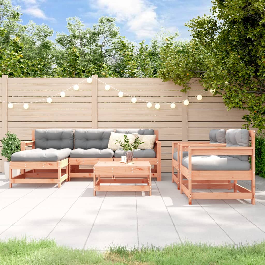 7-tlg. Garten-Lounge-Set mit Kissen Massivholz