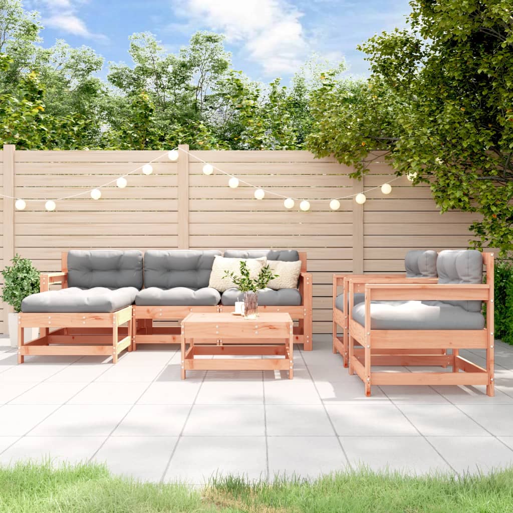 7-tlg. Garten-Lounge-Set mit Kissen Massivholz
