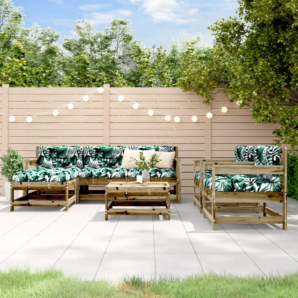 7-tlg. Garten-Lounge-Set mit Kissen Massivholz