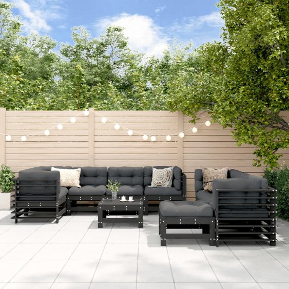 vidaXL 10-tlg. Garten-Lounge-Set mit Kissen Massivholz