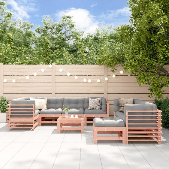 vidaXL 10-tlg. Garten-Lounge-Set mit Kissen Massivholz
