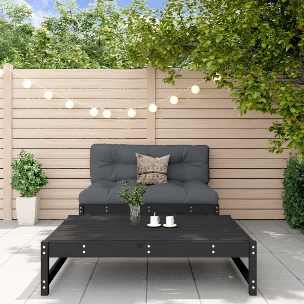 2-tlg. Garten-Lounge-Set mit Kissen Massivholz