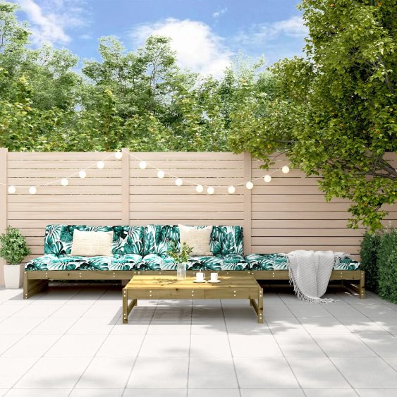 4-tlg. Garten-Lounge-Set mit Kissen Massivholz