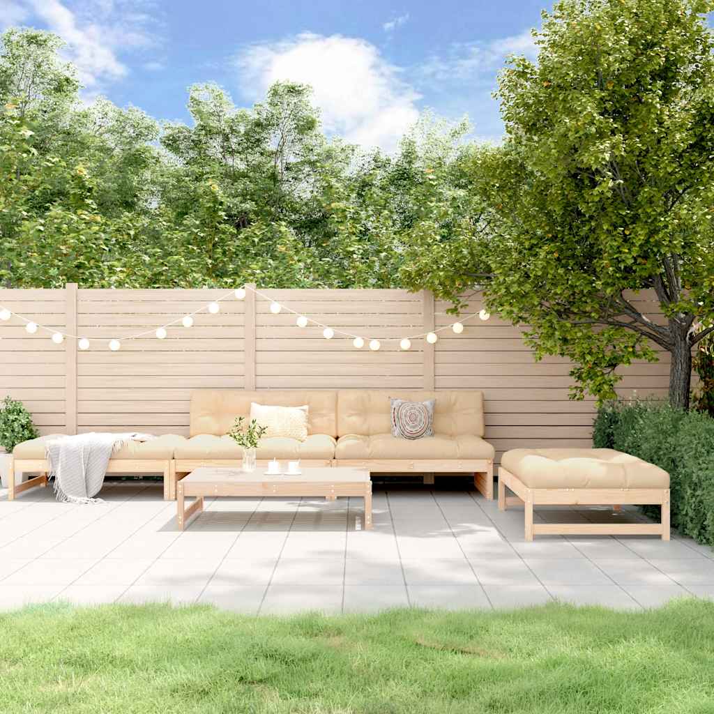 5-tlg. Garten-Lounge-Set mit Kissen Massivholz
