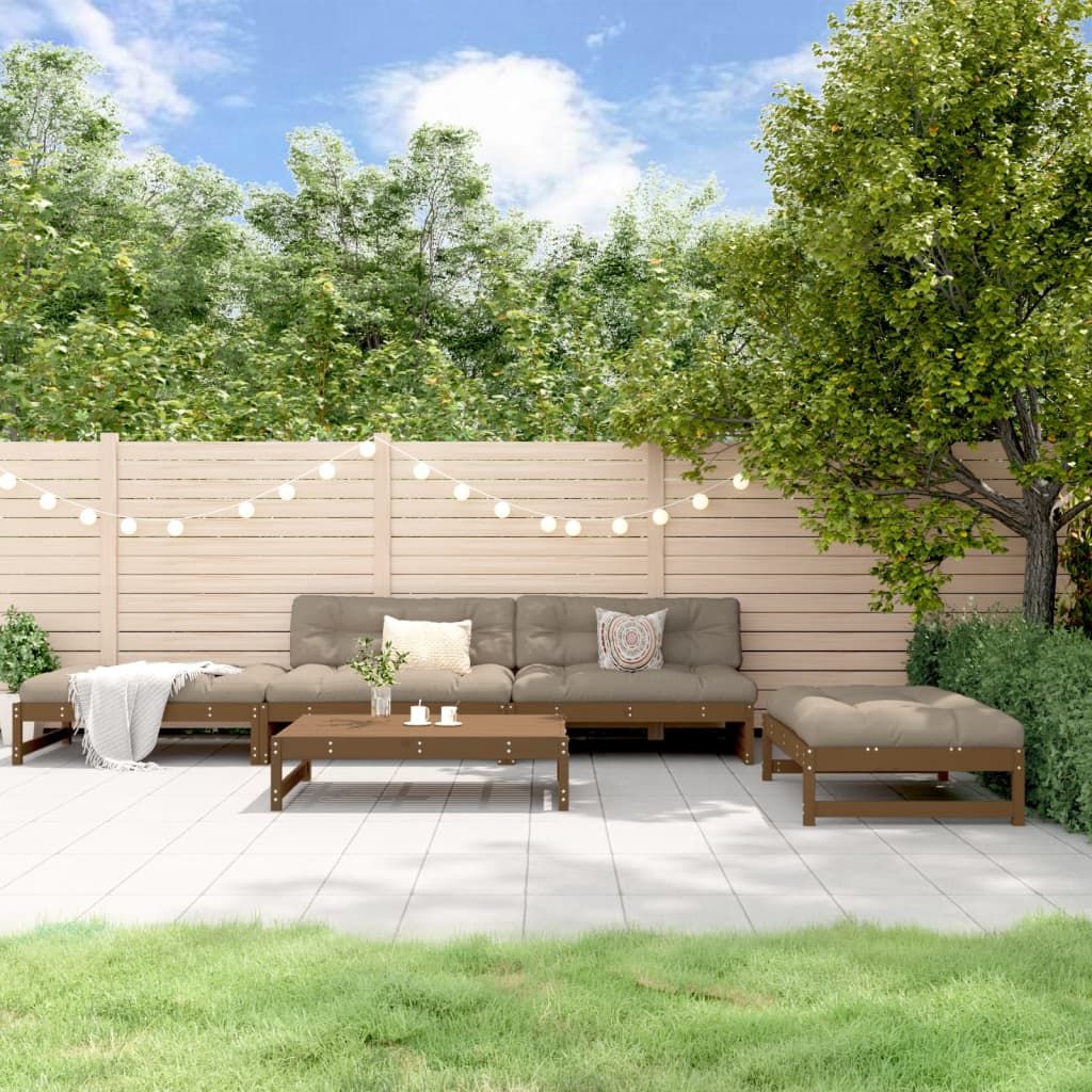 5-tlg. Garten-Lounge-Set mit Kissen Massivholz