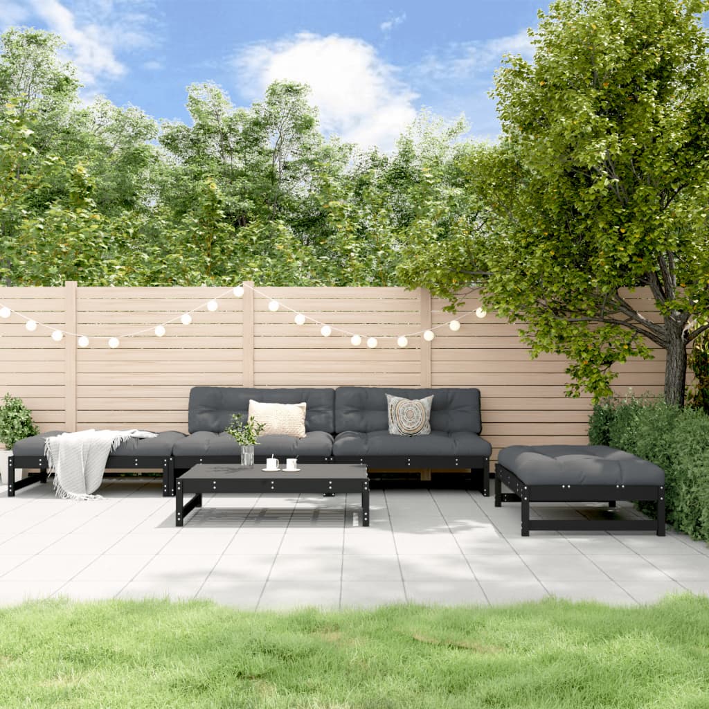 5-tlg. Garten-Lounge-Set mit Kissen Massivholz