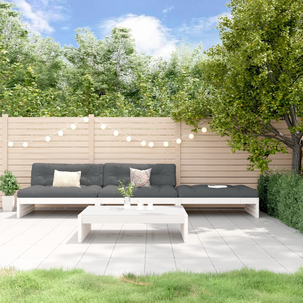 4-tlg. Garten-Lounge-Set mit Kissen Massivholz