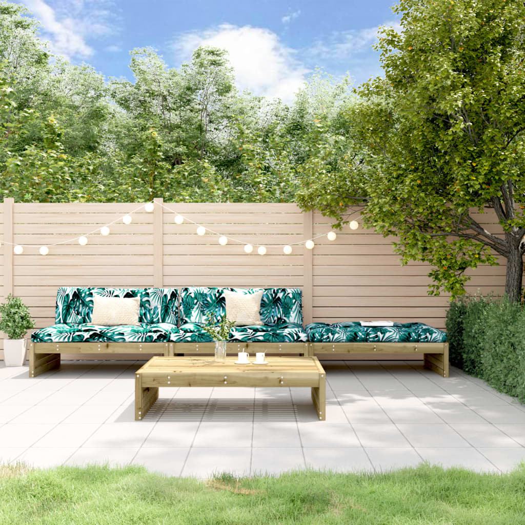 4-tlg. Garten-Lounge-Set mit Kissen Massivholz