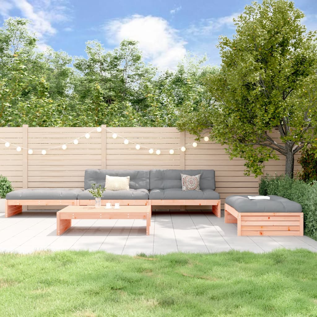 5-tlg. Garten-Lounge-Set mit Kissen Massivholz