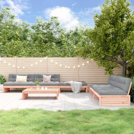 6-tlg. Garten-Lounge-Set mit Kissen Massivholz