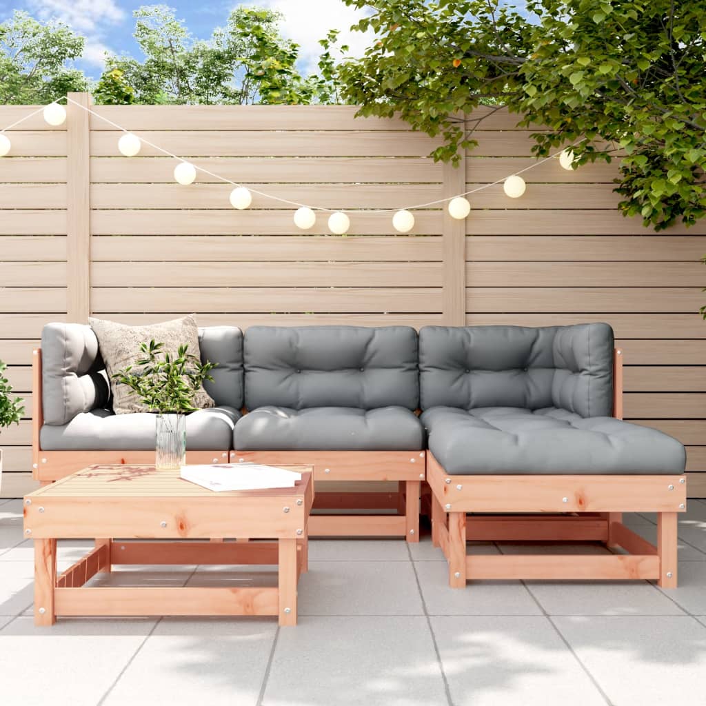 5-tlg. Garten-Lounge-Set Weiß Massivholz Kiefer