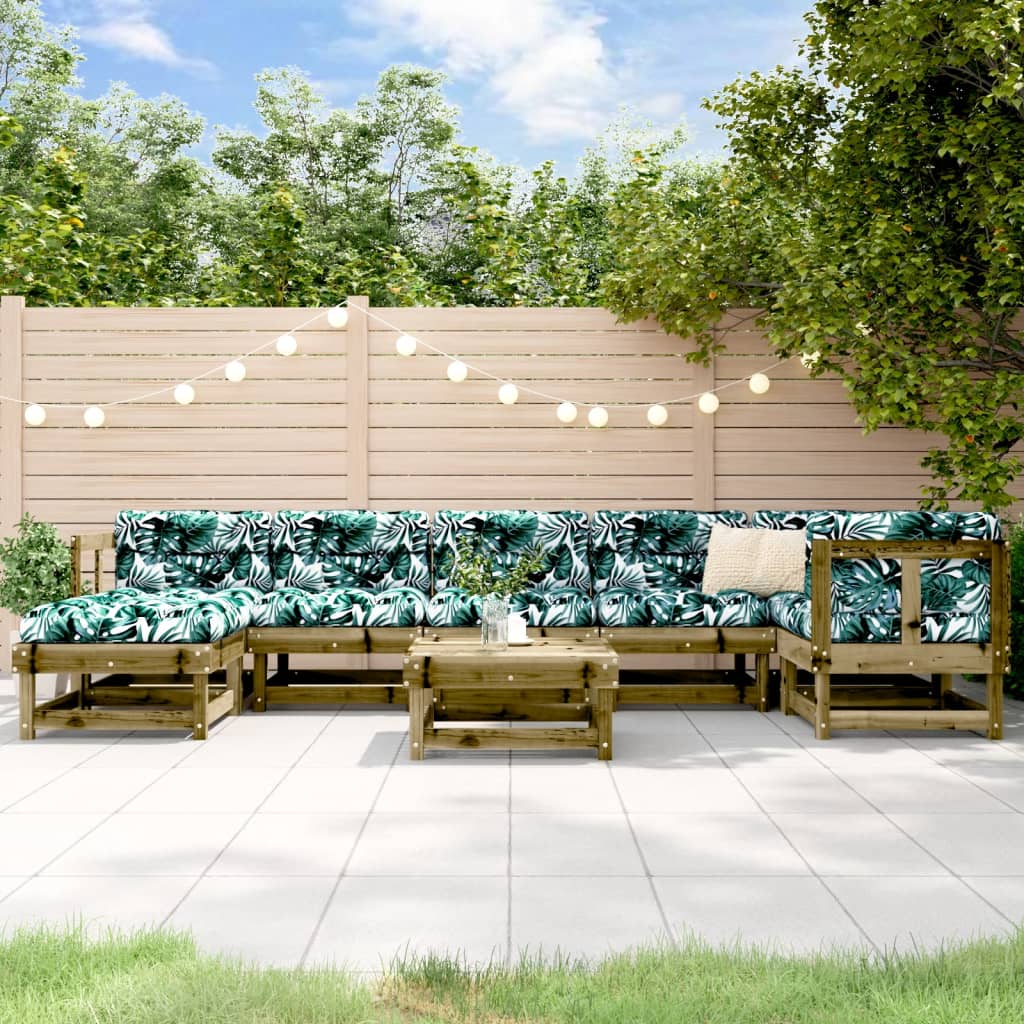 8-tlg. Garten-Lounge-Set Weiß Massivholz Kiefer