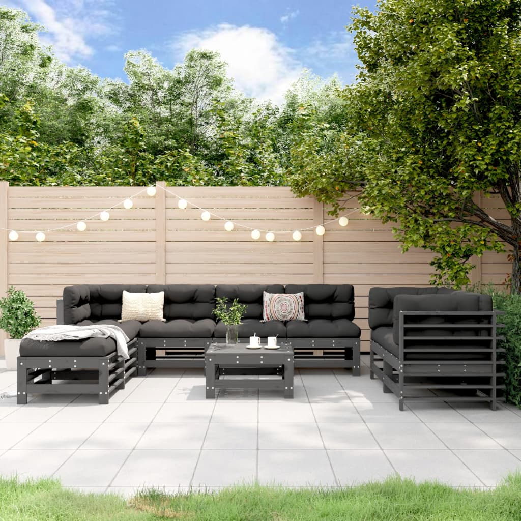 9-tlg. Garten-Lounge-Set Massivholz Kiefer