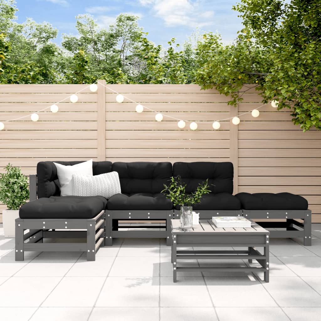 6-tlg. Garten-Lounge-Set Massivholz Kiefer
