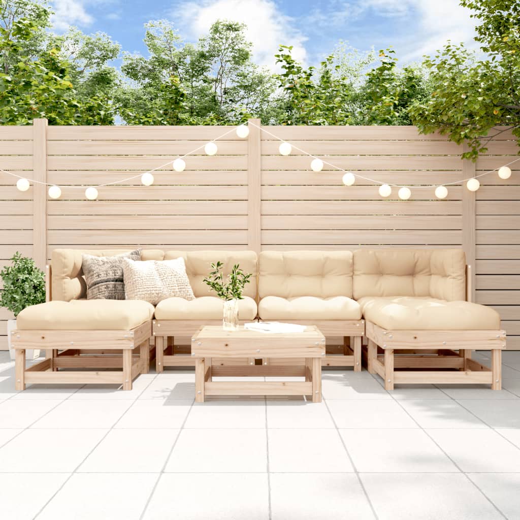 7-tlg. Garten-Lounge-Set Weiß Massivholz Kiefer