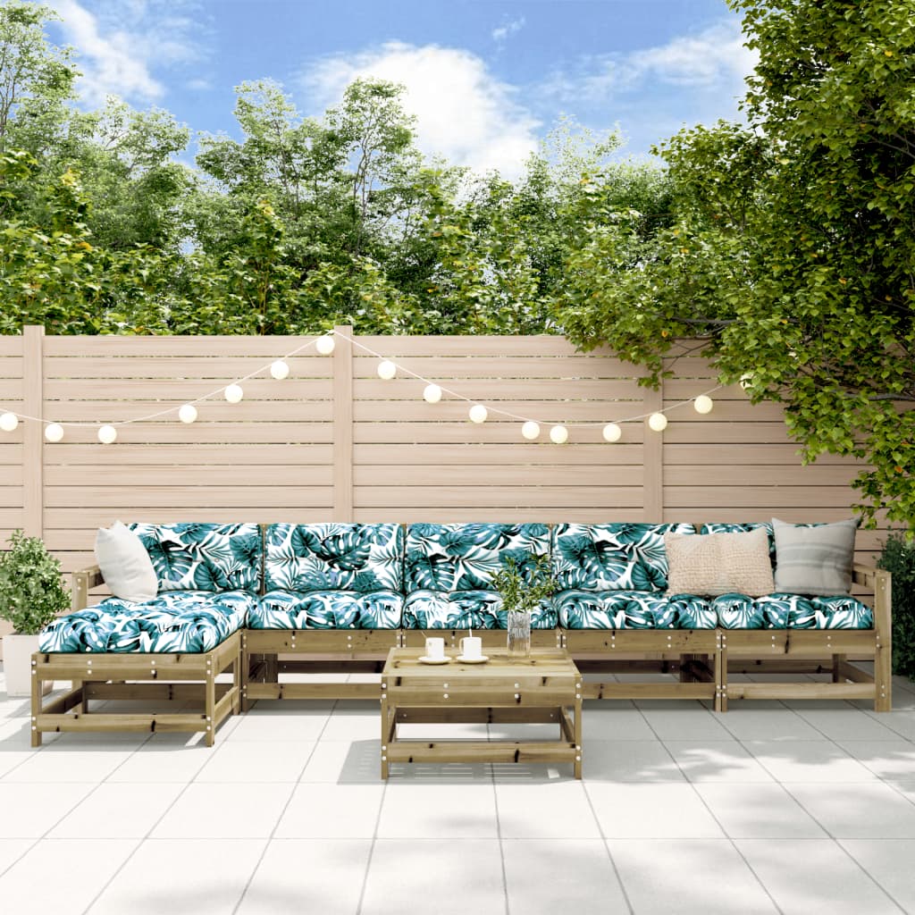 7-tlg. Garten-Lounge-Set Massivholz Kiefer