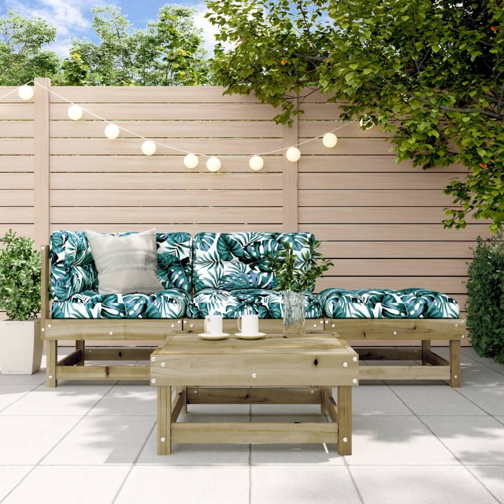 4-tlg. Garten-Lounge-Set Weiß Massivholz Kiefer