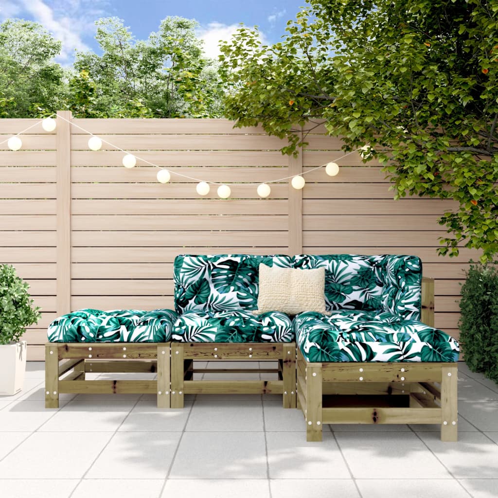 4-tlg. Garten-Lounge-Set Massivholz Kiefer