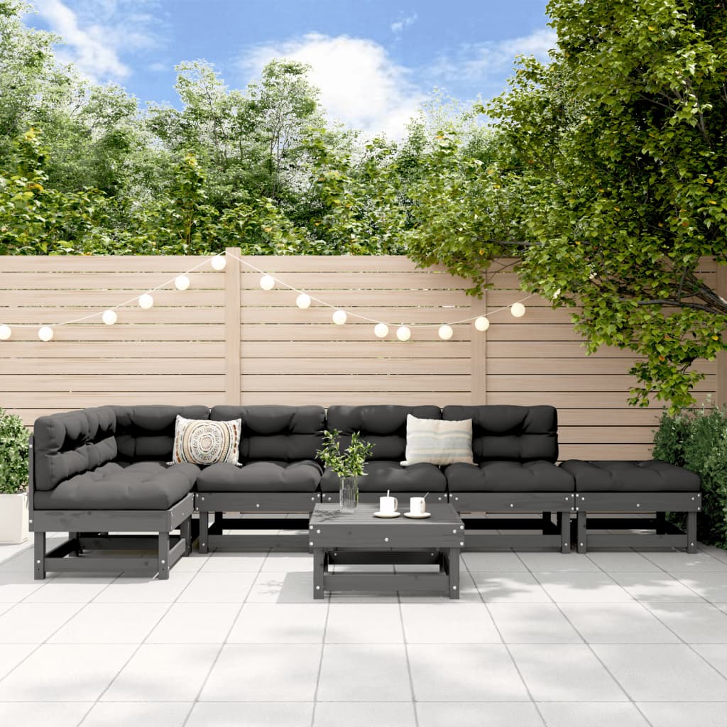 7-tlg. Garten-Lounge-Set Weiß Massivholz Kiefer