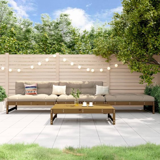 4-tlg. Garten-Lounge-Set Massivholz Kiefer