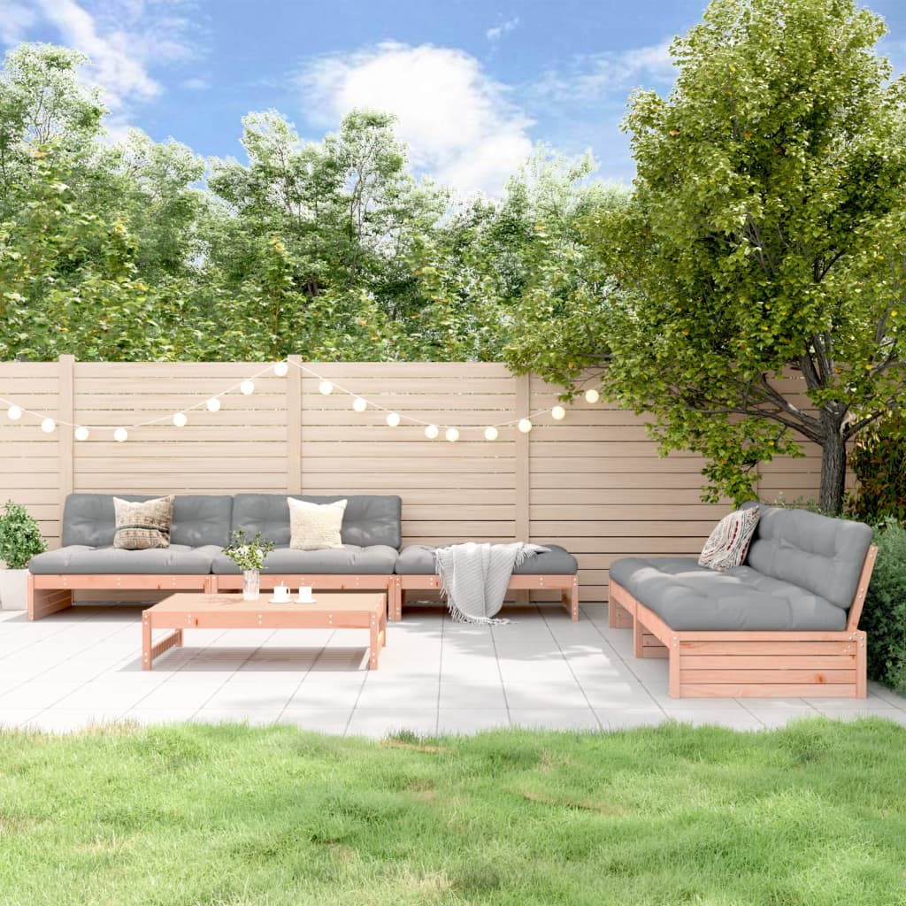 6-tlg. Garten-Lounge-Set Weiß Massivholz Kiefer
