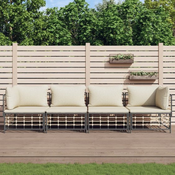 vidaXL Ecksofas mit Kissen 2 Stk. Modular Poly Rattan