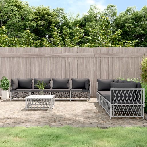 5-tlg. Garten-Lounge-Set mit Kissen Weiß Stahl