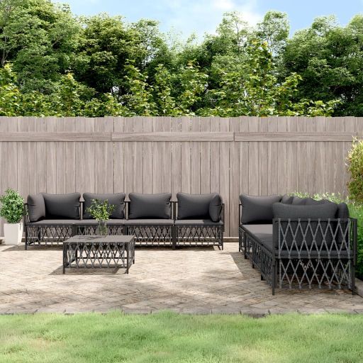 5-tlg. Garten-Lounge-Set mit Kissen Weiß Stahl