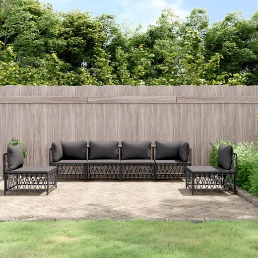 4-tlg. Garten-Lounge-Set mit Kissen Weiß Stahl