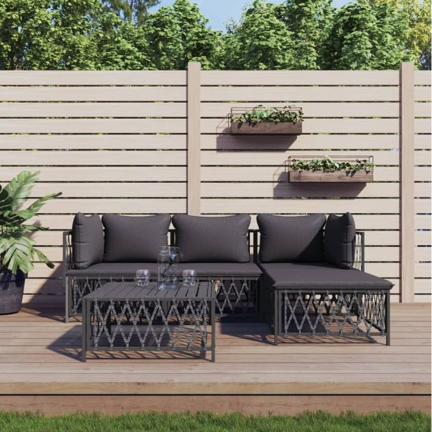 3-tlg. Garten-Lounge-Set mit Kissen Weiß Stahl