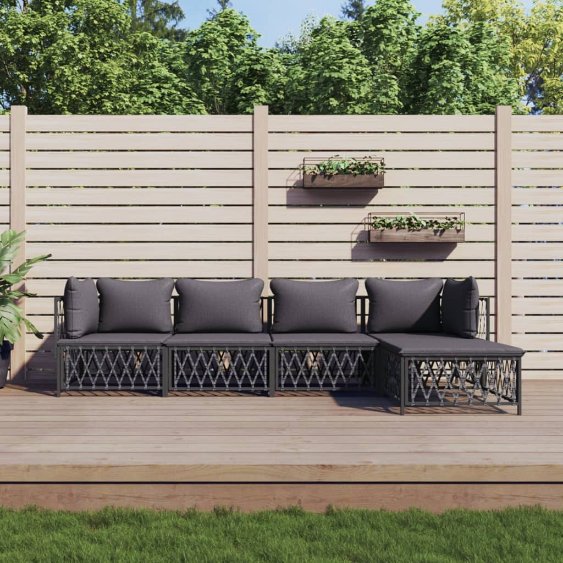 3-tlg. Garten-Lounge-Set mit Kissen Weiß Stahl