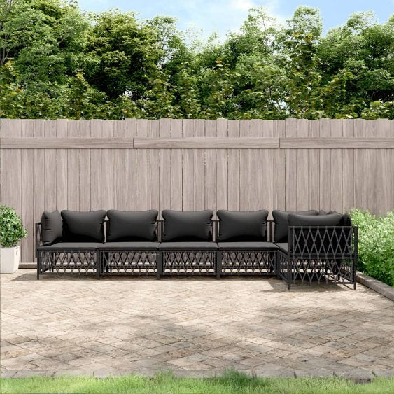 3-tlg. Garten-Lounge-Set mit Kissen Weiß Stahl