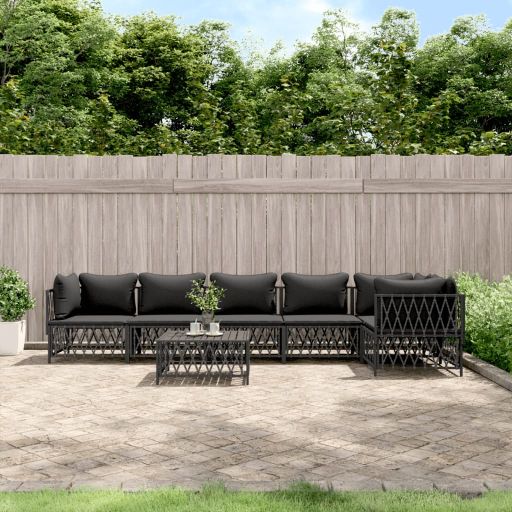 3-tlg. Garten-Lounge-Set mit Kissen Weiß Stahl