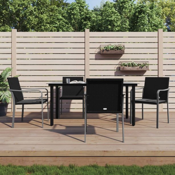3-tlg. Garten-Essgruppe mit Kissen Poly Rattan und Stahl