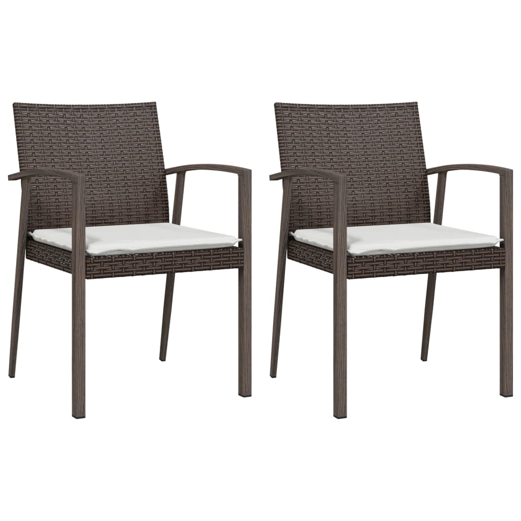 3-tlg. Garten-Essgruppe mit Kissen Poly Rattan und Stahl