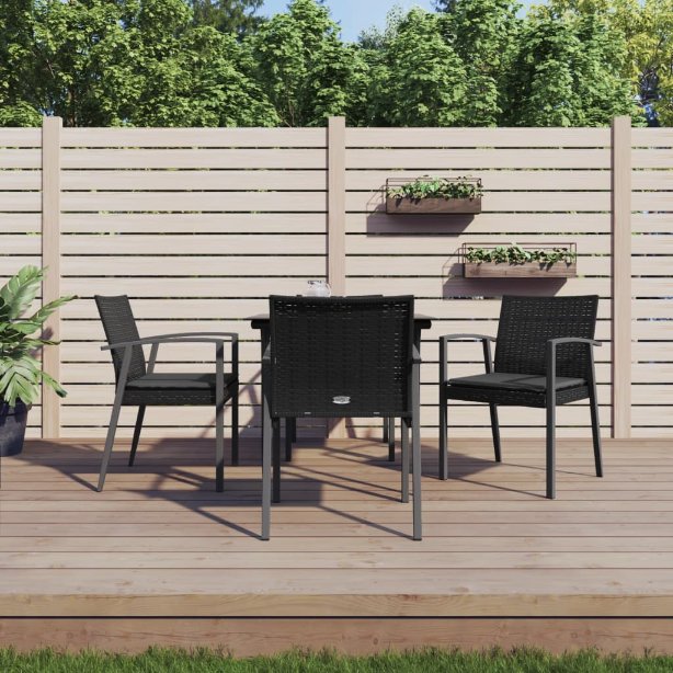 3-tlg. Garten-Essgruppe mit Kissen Poly Rattan und Stahl