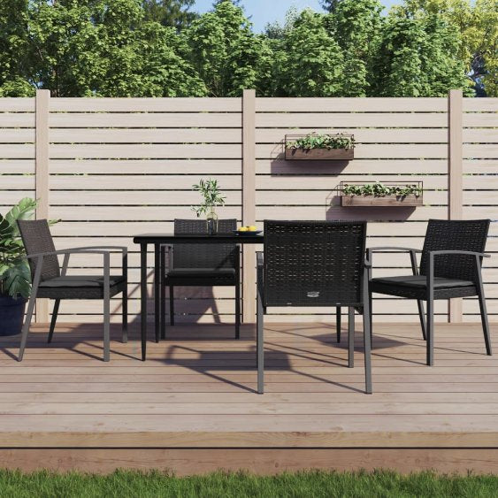 3-tlg. Garten-Essgruppe mit Kissen Poly Rattan und Stahl
