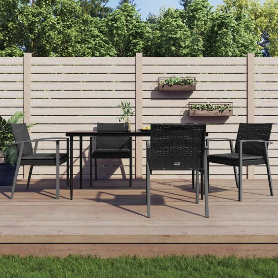 3-tlg. Garten-Essgruppe mit Kissen Poly Rattan und Stahl