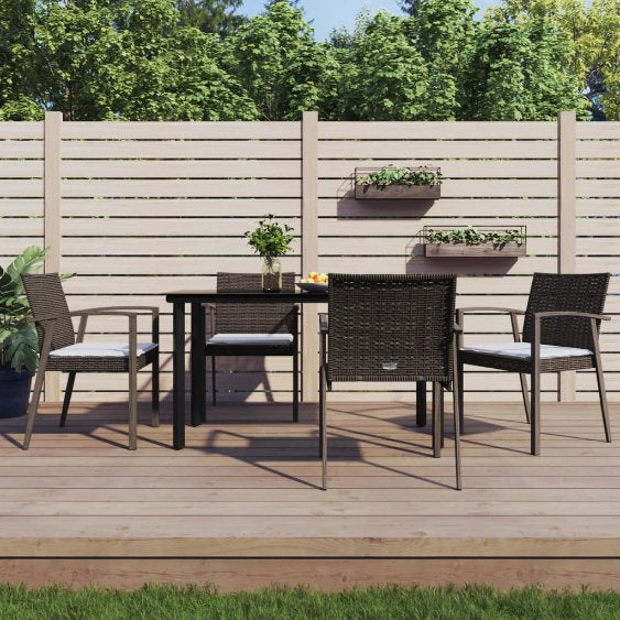 3-tlg. Garten-Essgruppe mit Kissen Poly Rattan und Stahl