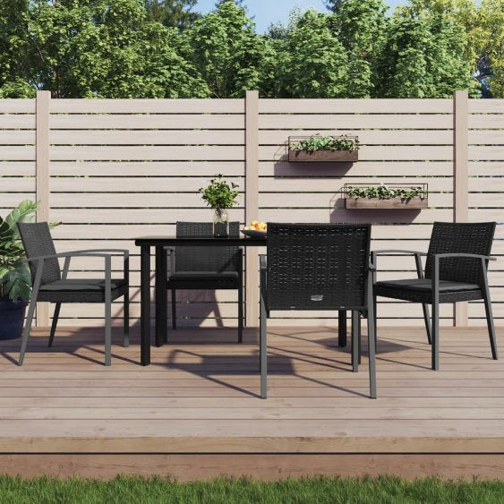 3-tlg. Garten-Essgruppe mit Kissen Poly Rattan und Stahl