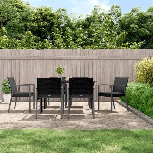 3-tlg. Garten-Essgruppe mit Kissen Poly Rattan und Stahl