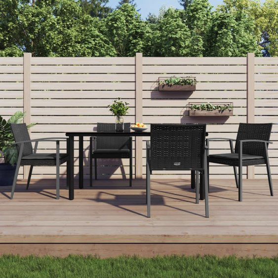 3-tlg. Garten-Essgruppe mit Kissen Poly Rattan und Stahl