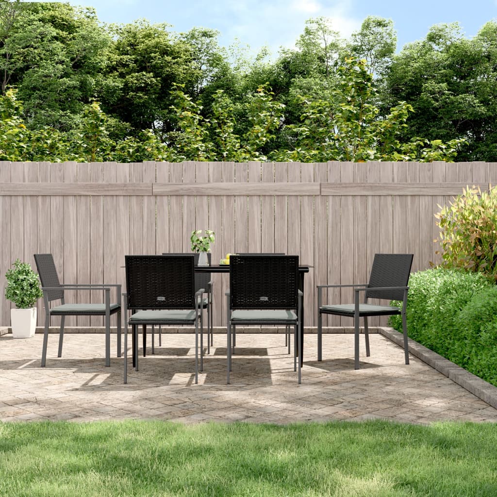 3-tlg. Garten-Essgruppe mit Kissen Poly Rattan und Stahl