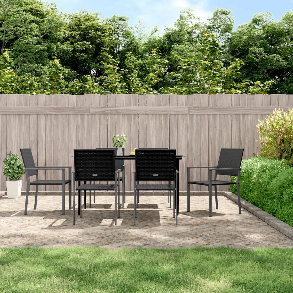 3-tlg. Garten-Essgruppe mit Kissen Poly Rattan und Stahl