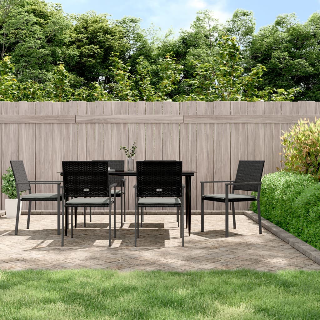 3-tlg. Garten-Essgruppe mit Kissen Poly Rattan und Stahl