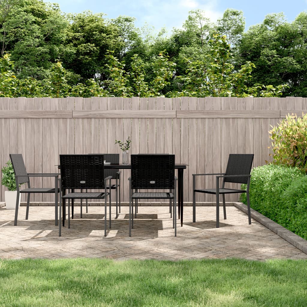 3-tlg. Garten-Essgruppe mit Kissen Poly Rattan und Stahl