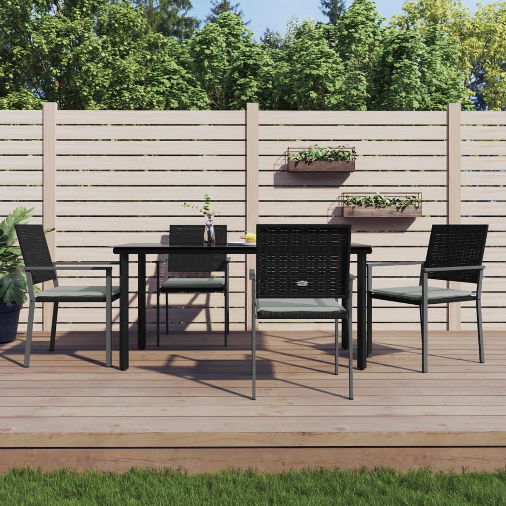 3-tlg. Garten-Essgruppe mit Kissen Poly Rattan und Stahl
