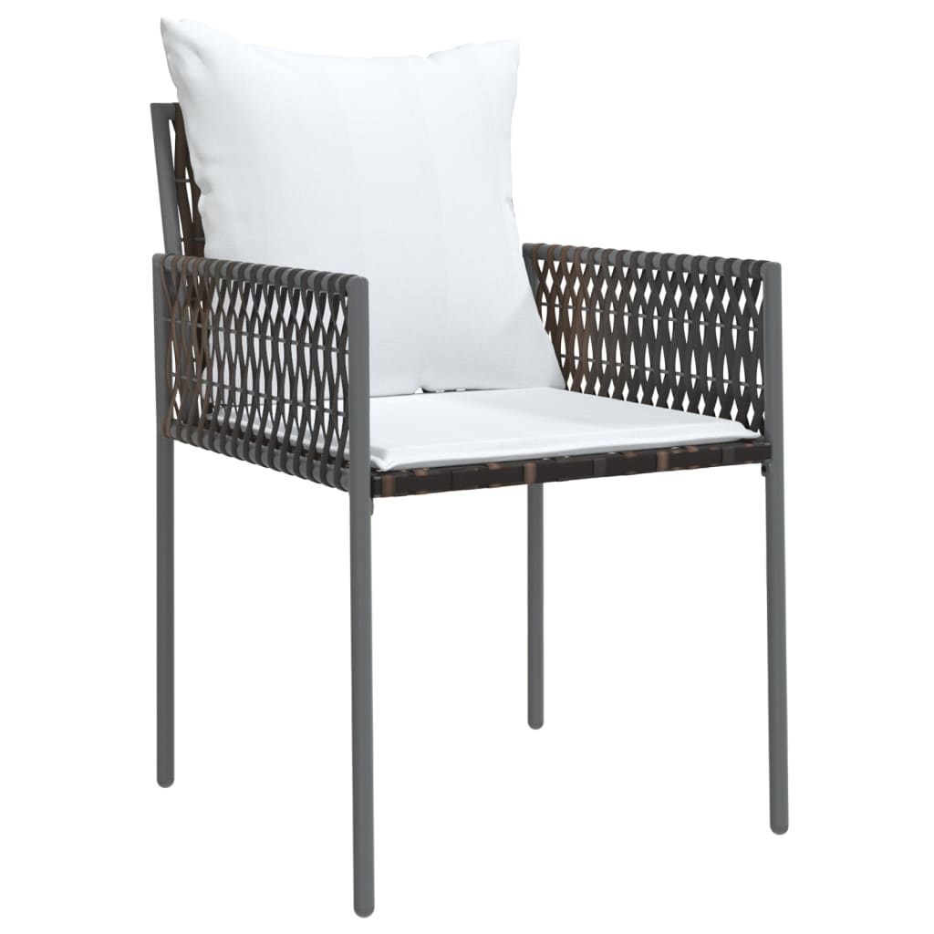 3-tlg. Garten-Essgruppe mit Kissen Poly Rattan und Stahl