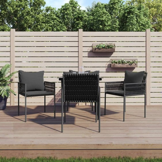 3-tlg. Garten-Essgruppe mit Kissen Poly Rattan und Stahl