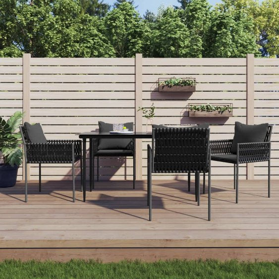 3-tlg. Garten-Essgruppe mit Kissen Poly Rattan und Stahl